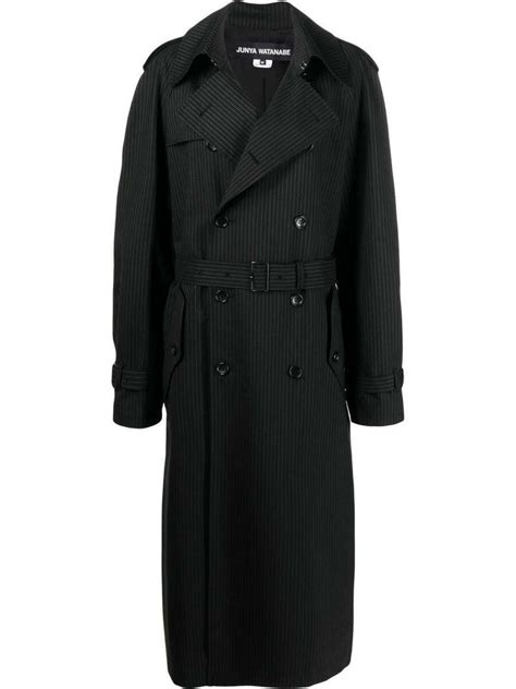 pinstripe trench coat|Pinstripe trench coat with belt .